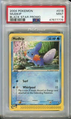 PSA 9 Pokemon Mudkip #018 Black Star Promo Card Non-Holo 2003