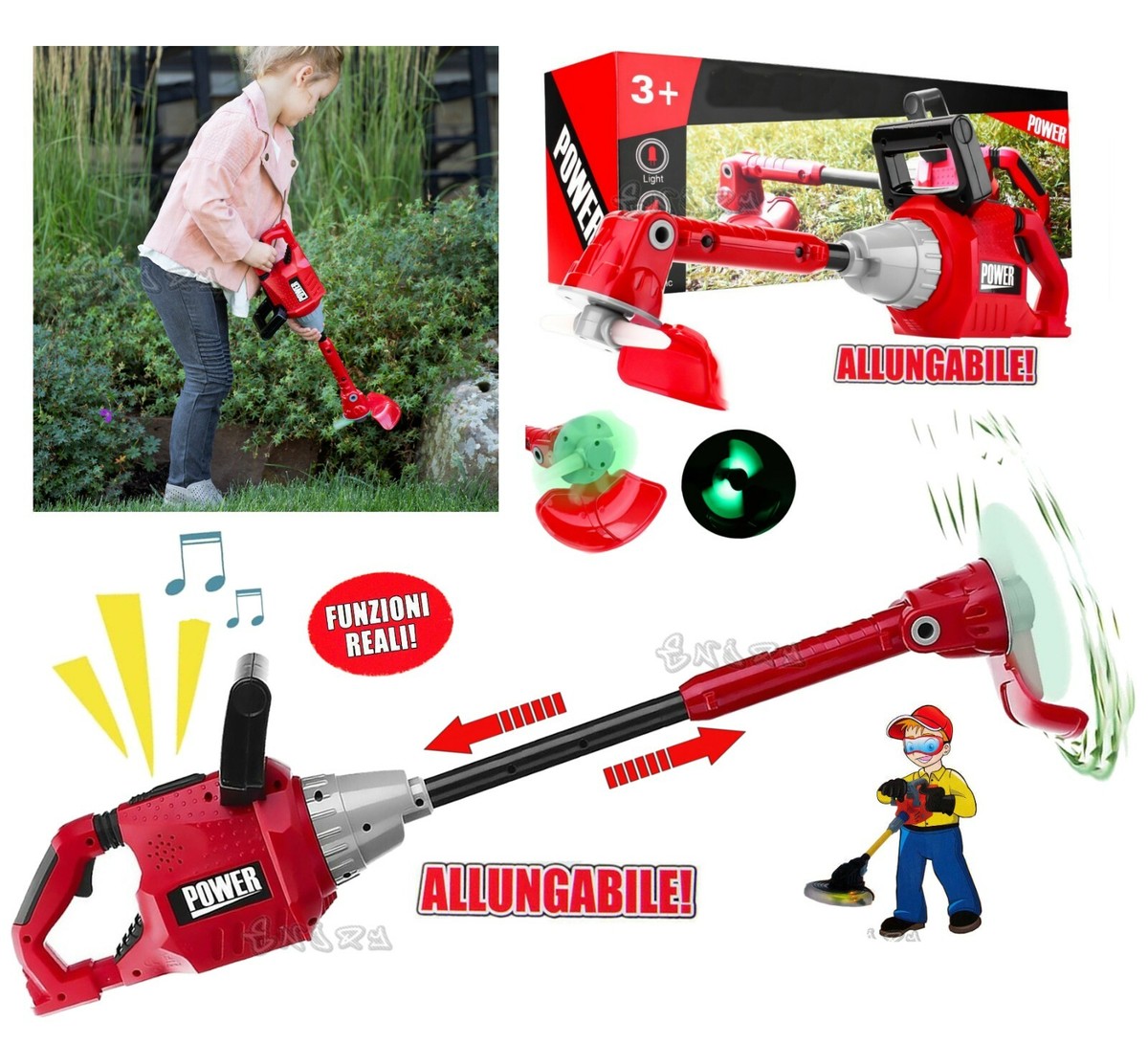 tagliaerba giocattolo decespugliatore per bambini manico