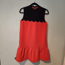 Victoria Beckham for Target Scalloped Orange & Black Drop Waist Dress Size Small