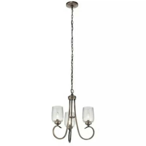 Kichler Chesterlyn 3-Light Vintage Tuscan Bronze Ribbed Glass Chandelier - Picture 2 of 12