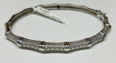 ECHTE DIAMANTEN 925 STERLINGSILBER DAMEN BAMBUS ARMREIF ARMBAND 7'' 15g NEU
