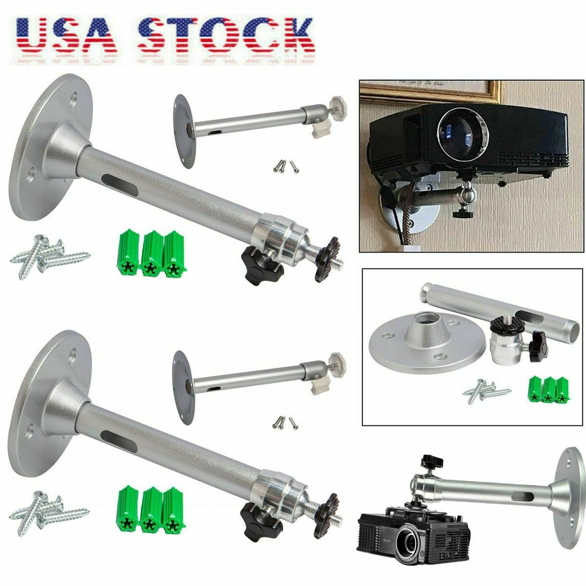 Universal 18cm 22cm LCD DLP Mini Projector Ceiling Wall Mount Bracket Aluminium-image