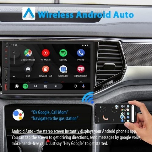 Pantalla táctil estéreo para automóvil de 7" Double Din Carplay Android reproducción automática con control remoto - Imagen 3 de 6