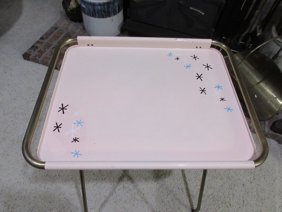 Pink Atomic MCM METAL TV Tray eBay
