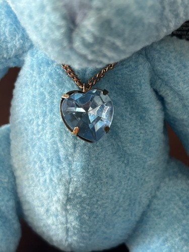 Russ Orso del mese acquamarina marzo pietra portafortuna orso 6" peluche fagioli seduto - Foto 3 di 5