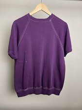 Vintage 60s Short Sleeve Crewneck Sweatshirt Adult Large Purple USA