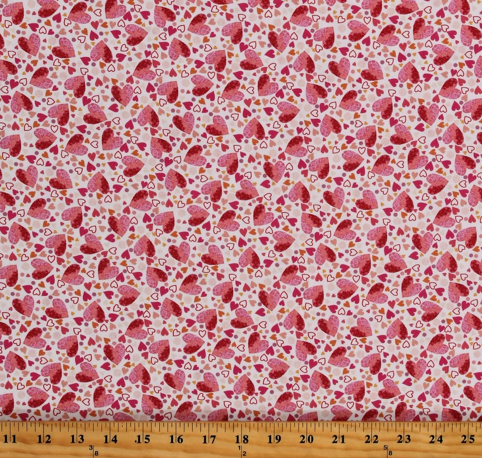 QUILTING TREASURES Cotton Valentine's Day Hearts Love Cotton Fabric Print by the Yard D379.45