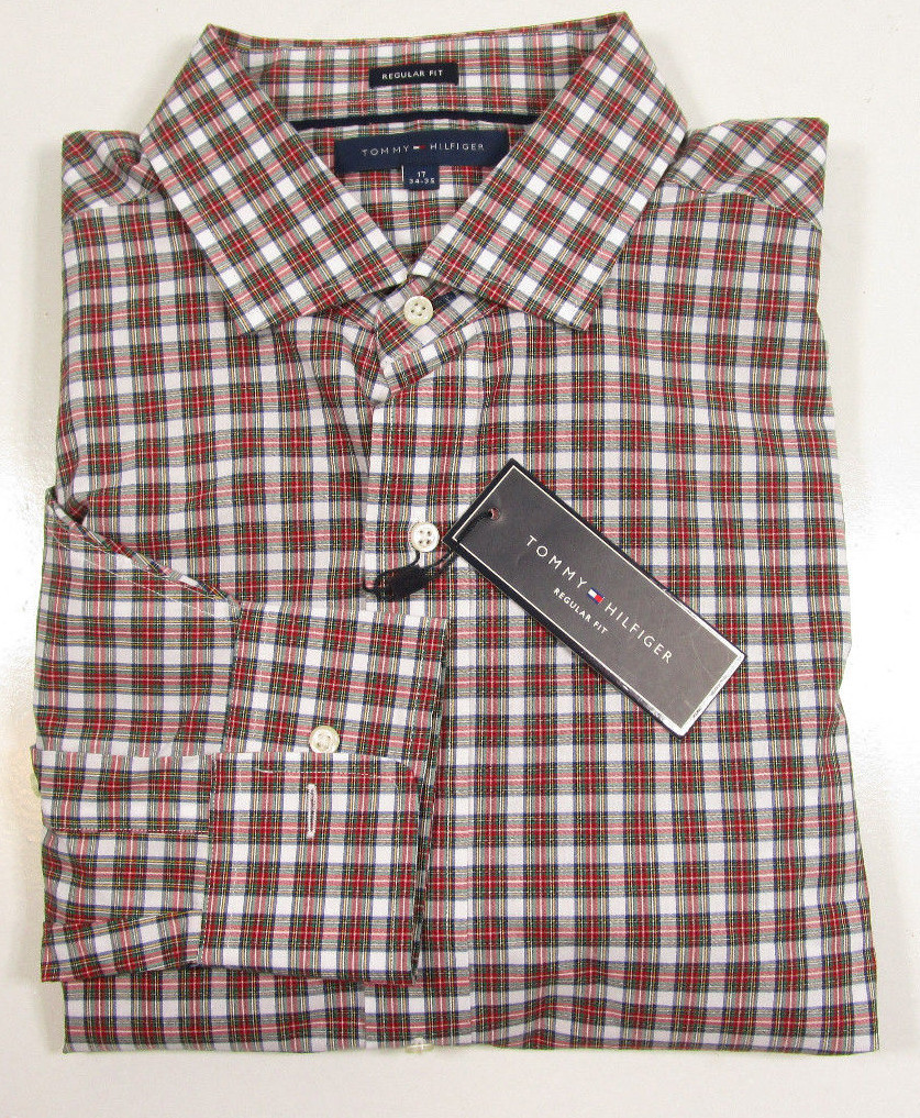Tommy Hilfiger Men's Regular Fit "Red" Multi Plaid Dress Shirt | eBay