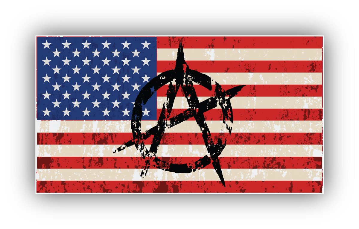 Grunge USA Flag Anarchy Vinyl Sticker Decal