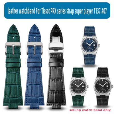 12mm Leather Watch Band Strap For Tissot PRX Series Super Player T137 Bracelet-