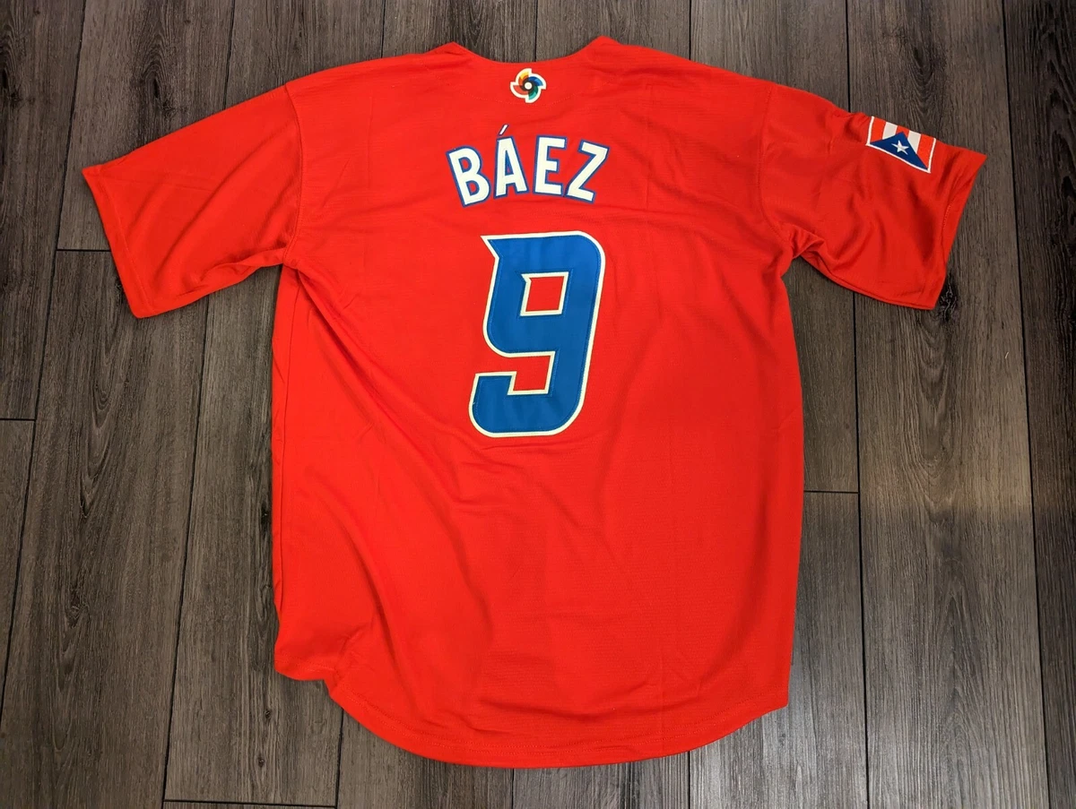  #9 Baez Puerto Rico World Game Classic Men Baseball Jersey  Stitched Black Size S : Clothing, Shoes & Jewelry