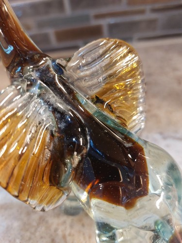 Vintage 1960's Murano Art Glass Elephant 6" Figurine Blue/Green & Brown - Picture 6 of 8