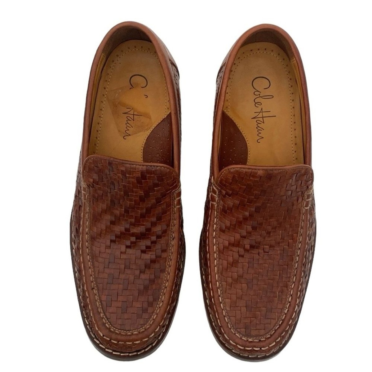 Cole Haan Brown Leather Woven Slip-in Loafers Sz 9 | eBay display picture 2
