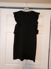 Zara Woman Size Small Black Dress with Ruffled Flutter Sleeves