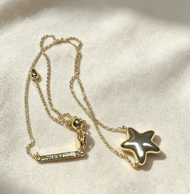 Gold Tone Kendra Scott White Iridescent Drusy Star Necklace