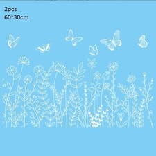 White Butterfly Flower Spring Static Cling Window Decal PVC Sticker 30x60cm