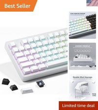 Minimalist Side-Printed White Keycaps - 132 Keys, Double Shot Durable Design