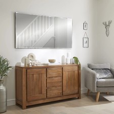Wall Mirror Simplistic Bevelled Edge Rectangle with Black Frame- H140cm x L70cm