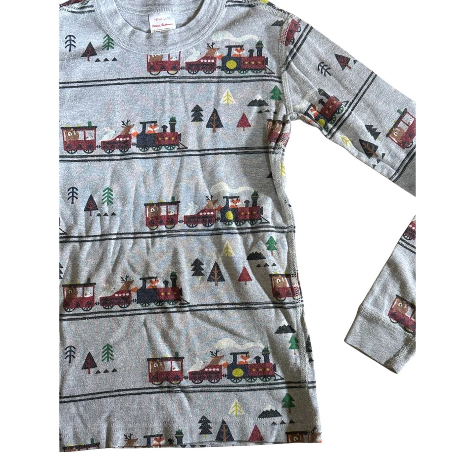 Top Pijama Hanna Andersson Gris Estampado ANIMAL TRAIN Manga Larga Talla 10 Foto 4 de 4