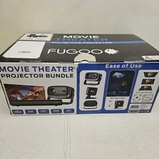 FUGOO 1080p Home Theater Projector Bundle 250 ANSI 120" Screen Soundbar Tripod