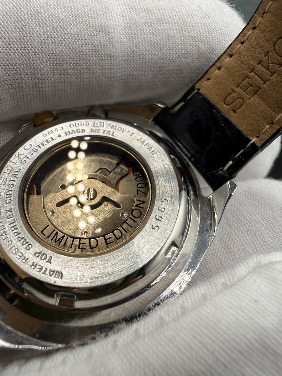 Limited Edition Seiko Kinetic Mens Watch BlkLeatherStrap No