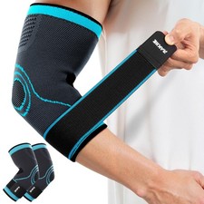 2 Pack Elbow Support Brace Compression Sleeve Tendonitis Tennis Blue L