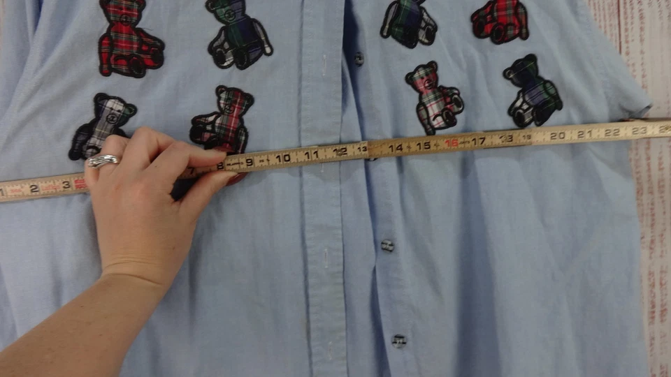 Denim Republic Denim Shirt Womens Size Large Light Wash Casual Teddy Bear Print - Image 4 of 4