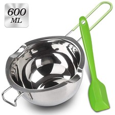 Stainless Steel Double Boiler with Silicone Spatula, Chocloate 600ML, Green