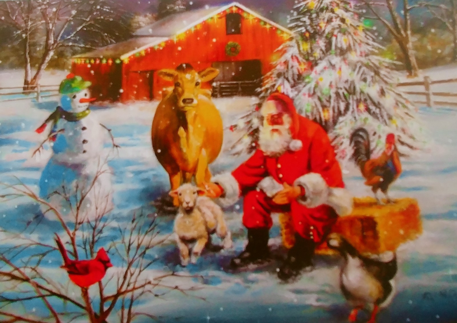 "Moments With Santa" (7) Leanin Tree Christmas, New Yr Cards, With (7) Envelopes