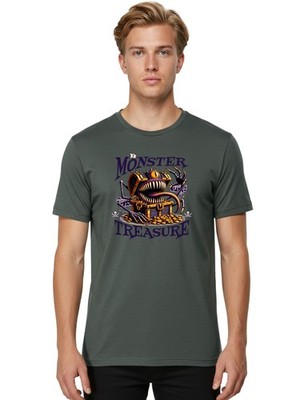 Monster-Treasure Mens Graphic Tee,100% Cotton,Casual Summer Wear