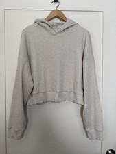 ALO Yoga Muse Cropped Hoodie Women  s Small S Long Sleeve Ribbed Pullover Gray