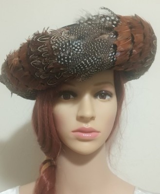 Vintage Wool Feathered Brim Black Derby Hat