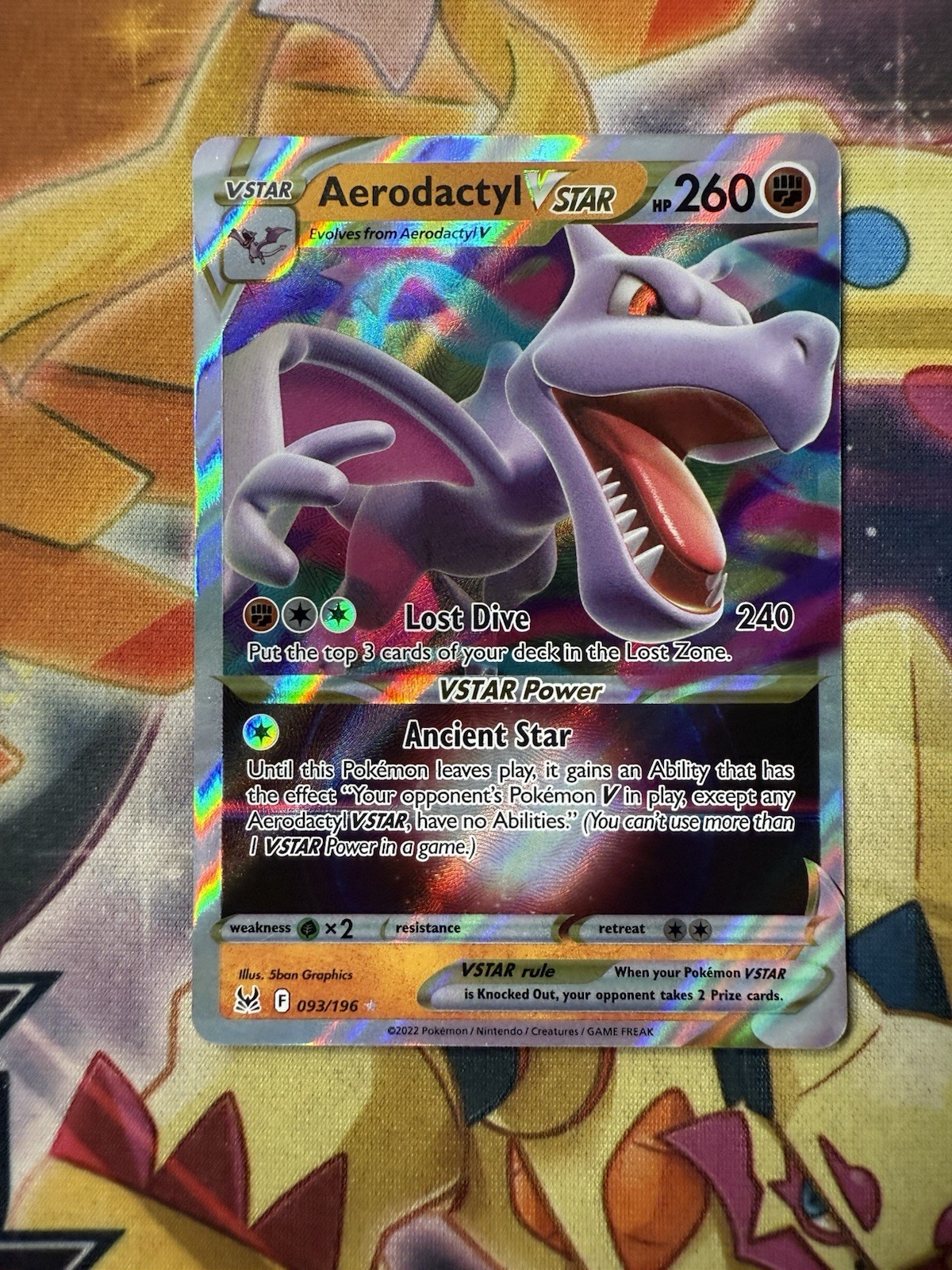 Pokemon Card Aerodactyl Vstar 093/196 Lost Origin Rare Holo Near Mint