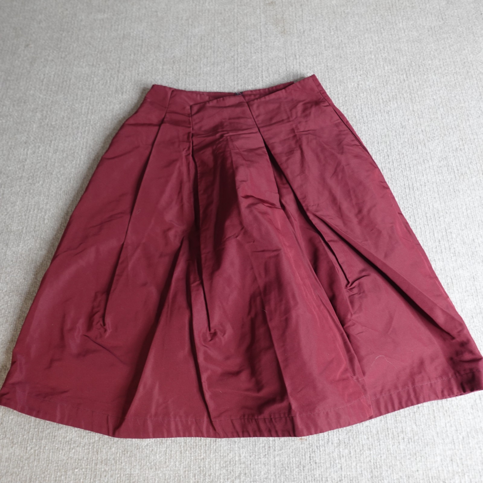 Jil Sander Womens Skirt 4 Red Solid A-Line Pleated Made in Italy