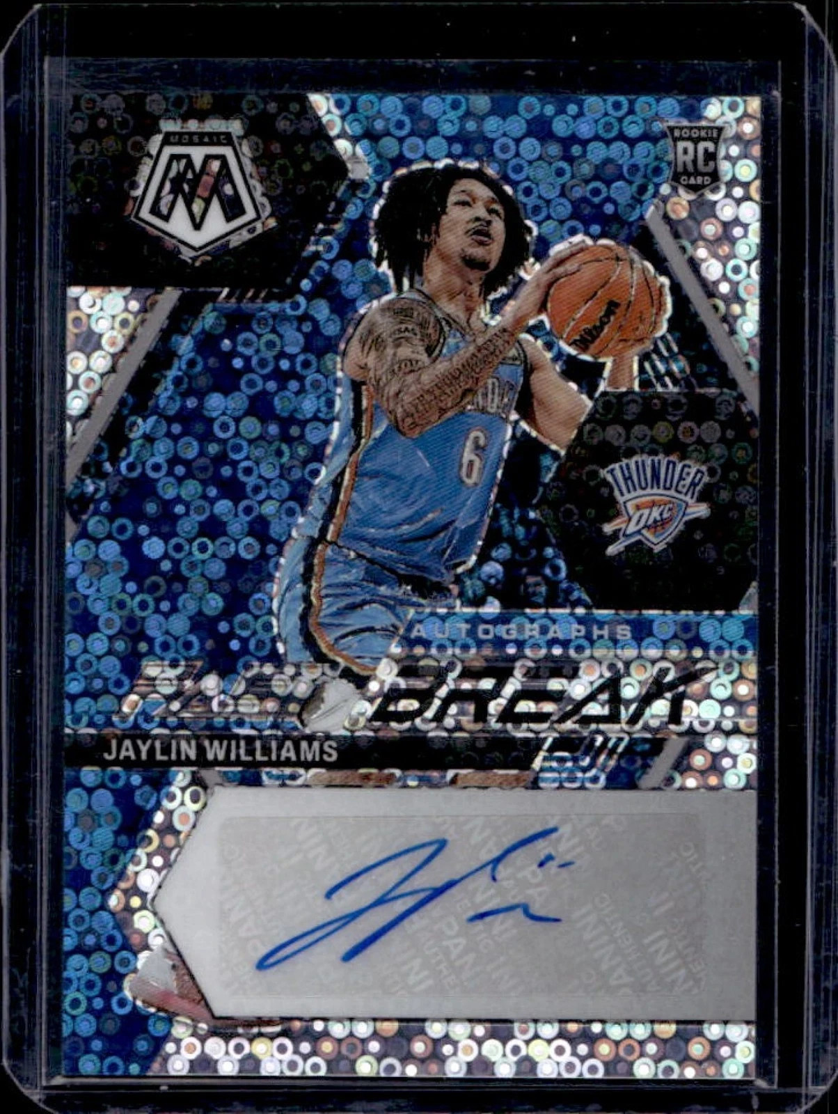2022-23 Mosaic Jaylin Williams Auto RC Fast Break Rookie #FB-JAY OKC Thunder