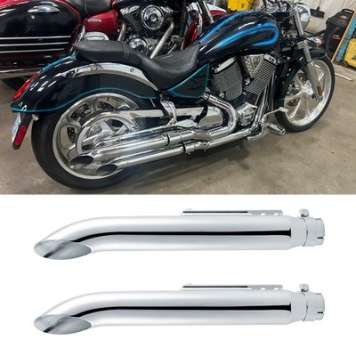 2x Chrom 20'' Auspuff Schalldämpfer Turn-Out für Victory Vegas Jackpot 8 Ball