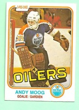 (1) ANDY MOOG 1981-82 O-PEE-CHEE # 120 OILERS  ROOKIE CREASED CARD (N1354)