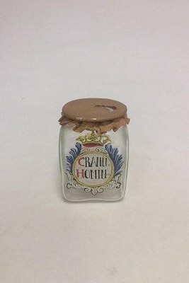 Holmegaard Apothekenglas mit dem Text ''GRANUI HOMIN'' von 1988