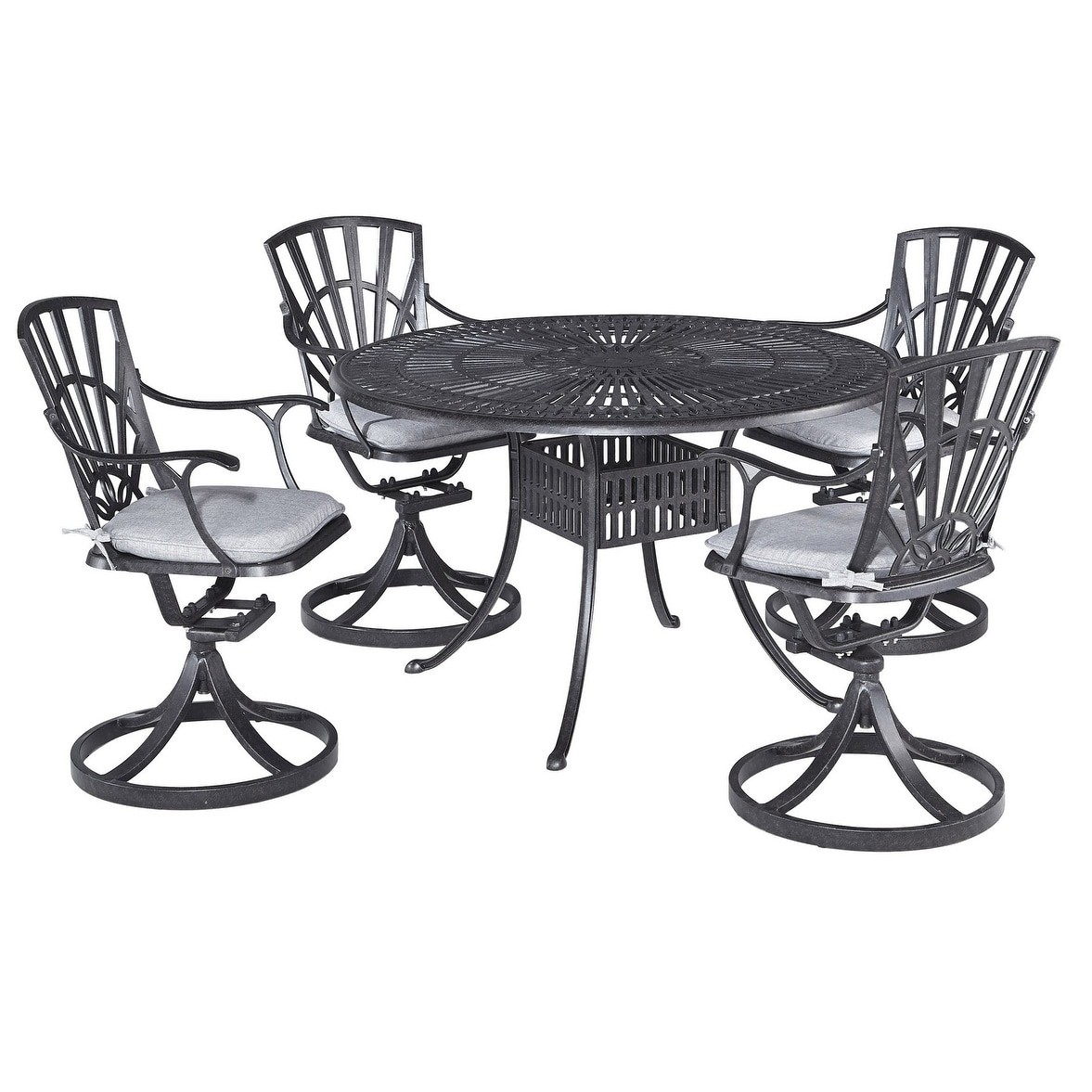 Grenada Charcoal Aluminum 5-Piece Outdoor Dining Set 49x49x29 Inches Durable Patio Furniture