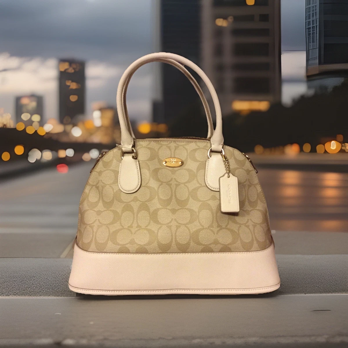 Coach Dome Satchel/Top Handle Bag Beige Bags & Handbags for Women 