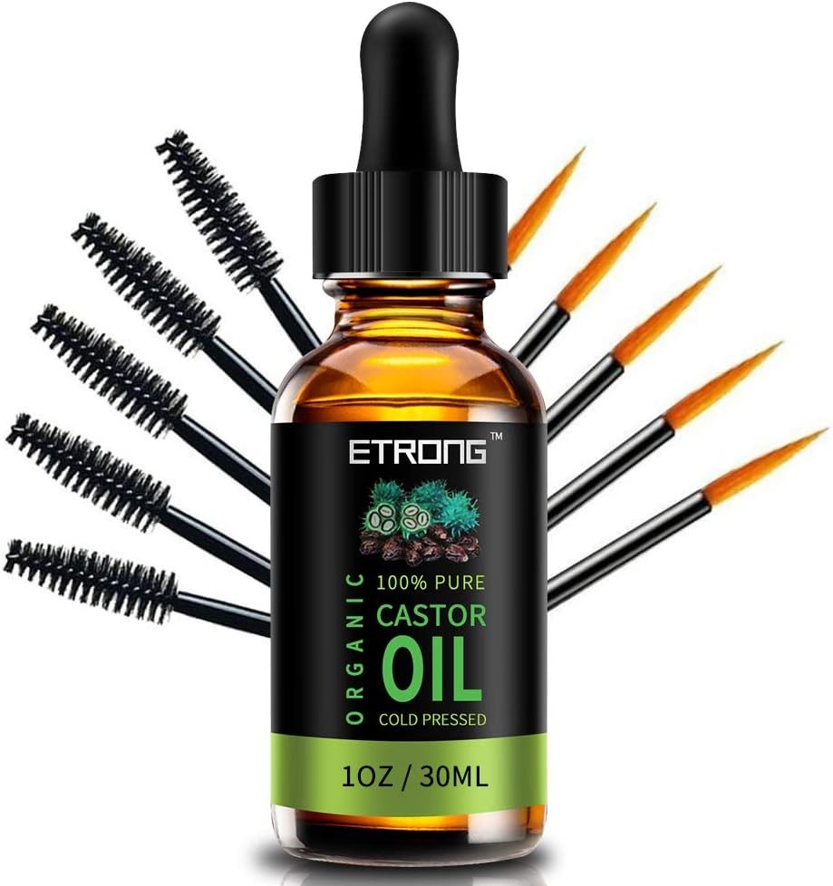 Organic Castor Oil,Pure Cold Pressed Castor Oil for Eyebrows,Eyelashes,Hair Gro