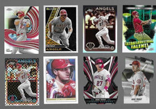 2021 MIKE TROUT, ANGELS, TOPPS FINEST DIE-CUT PARALLEL & 7-DIFFERENT MIKE TROUTS