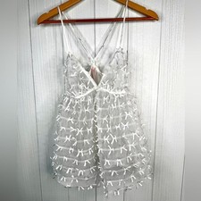 Victoria's Secret Sheer White Tulle Lingerie Bridal Babydoll Size M EUC