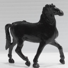 TROTTING HORSE BLACK MOLDED PLASTIC VINTAGE 1970s TOY ANIMAL WILD WEST OUTDOORS