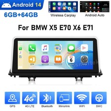 F�r BMW X5 E70 X6 E71 CCC Android 14 Autoradio CarPlay GPS 8-Kern 6+64GB WiFi 4G