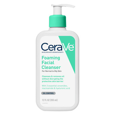CeraVe Foaming Facial Cleanser Daily Face Wash for Normal to Oily Skin, 12 fl oz
