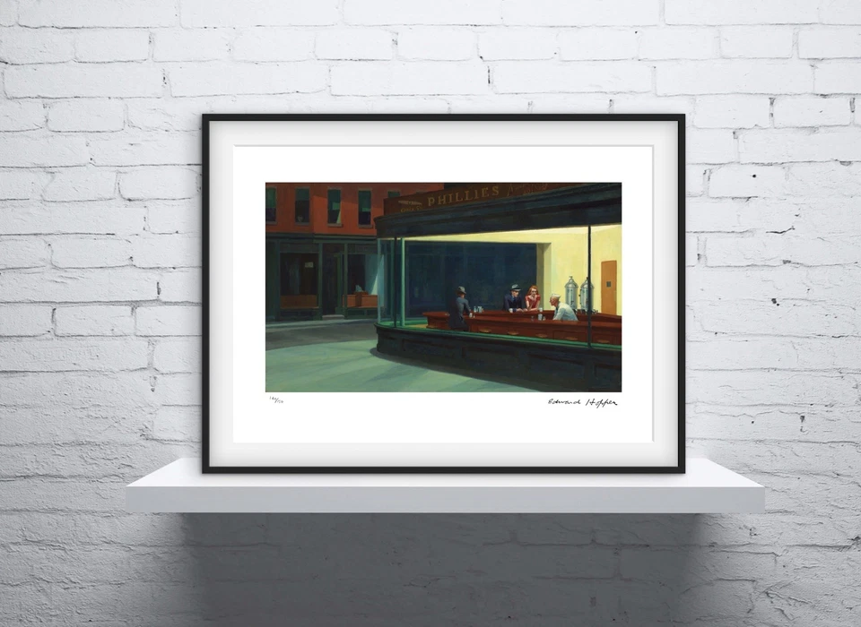 Firmado por Edward Hopper - Nighthawks - Edición limitada - Certificado. Foto 3 de 4