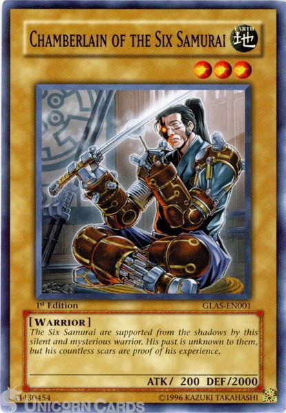 GLAS-EN001 Chamberlain of the Six Samurai : Common 1st Edition Mint YuGiOh Card