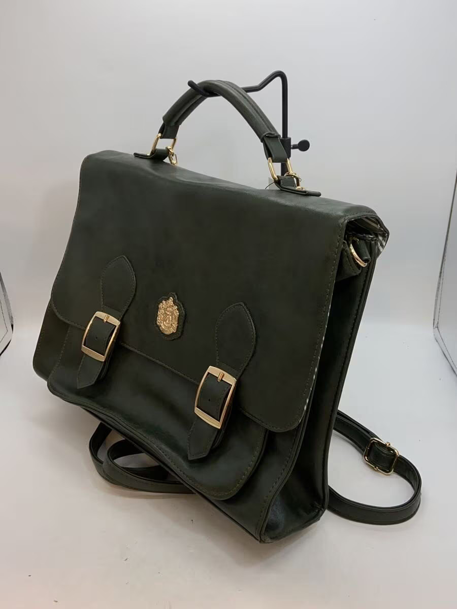 Flapper Backpack Leather Green Solid Color - image 2