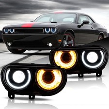 Vland Led Headlights For Dodge Challenger 08-14 Sequential Halo Certified